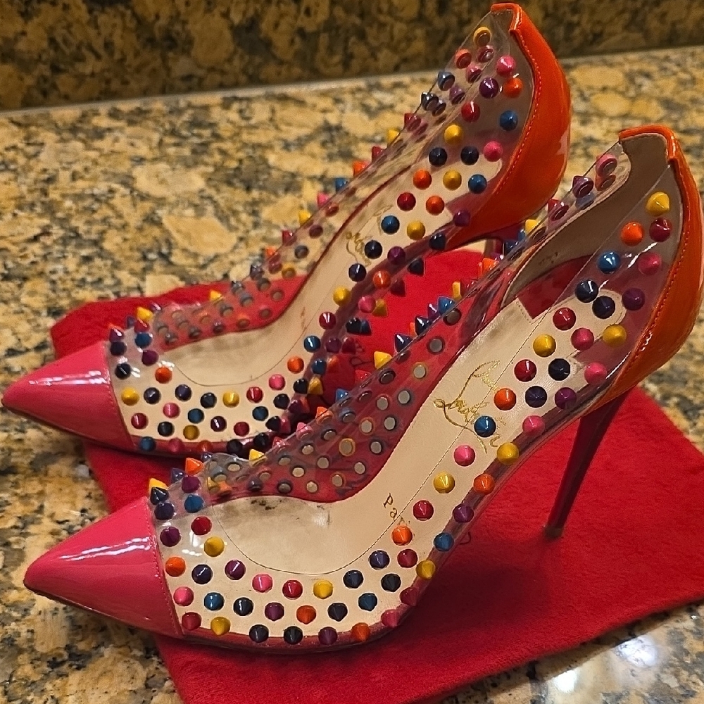 Christian Louboutin Multicolor Spiked Heels EU.SIZE 37.5 - Picture 8 of 17